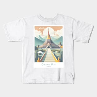 Vintage Retro Majestic Chiang Mai Pagoda Kids T-Shirt